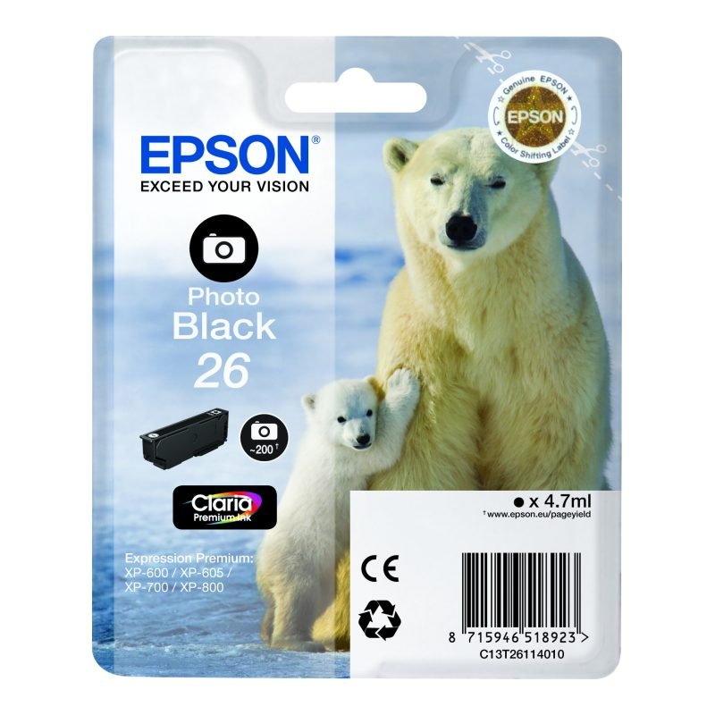 Epson 26 C13T26114010 Siyah Mürekkep Kartuşu